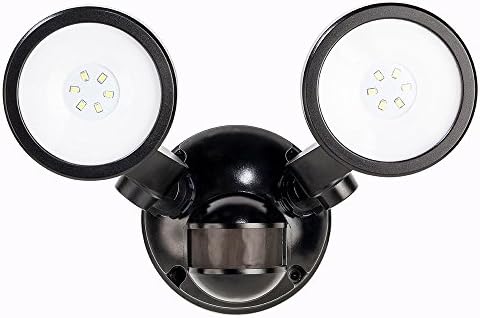 Defiant180 Degree Black Motion Activated Outdoor Integrated LED Twin Head Flood Light