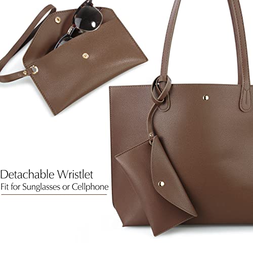 Image of Minimalist Clean Cut Pebbled Faux Leather Tote Womens Shoulder Handbag