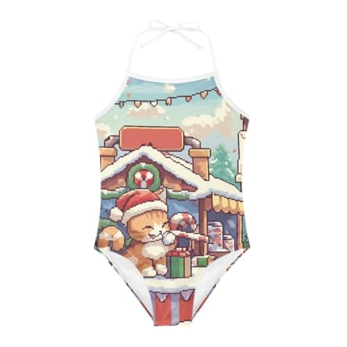 Image of Christmas Kids One-Piece Swimsuits Beach Swimwear Bathing Suit for 3-10 Years Girls