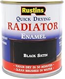 RUSTINS Quick Drying Radiator Enamel Satin - Black 500ml – Durable, Long-Lasting Finish for Radiators That Stands the Test of Time