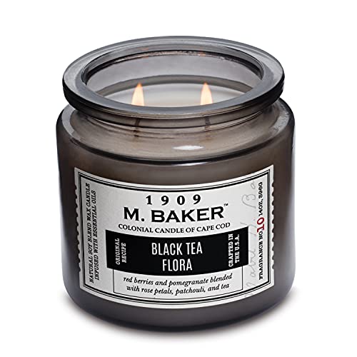Flora Scented Jar Candle | 2-wick Natural Soy Blend Wax Candle For Home | Relaxing Aromatherapy Candle Infused With Essential Oils | M. Baker Apothecary Glass Jar Candle