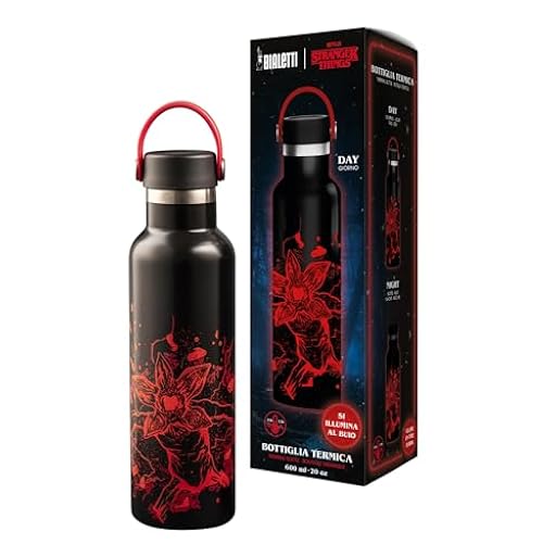 Bialetti Botella térmica Stranger Things, 600 ml – brilla en la oscuridad, mantiene la temperatura, no apta para lavavajillas | Ya disponible en tu tienda friki favorita! En mundofriki.es!