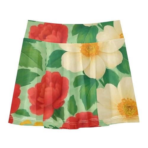 Colorful Vintage Florals Pink Girls Skorts Athletic Shorts Tennis Skirts Toddler Print Cheer Skirt 3t