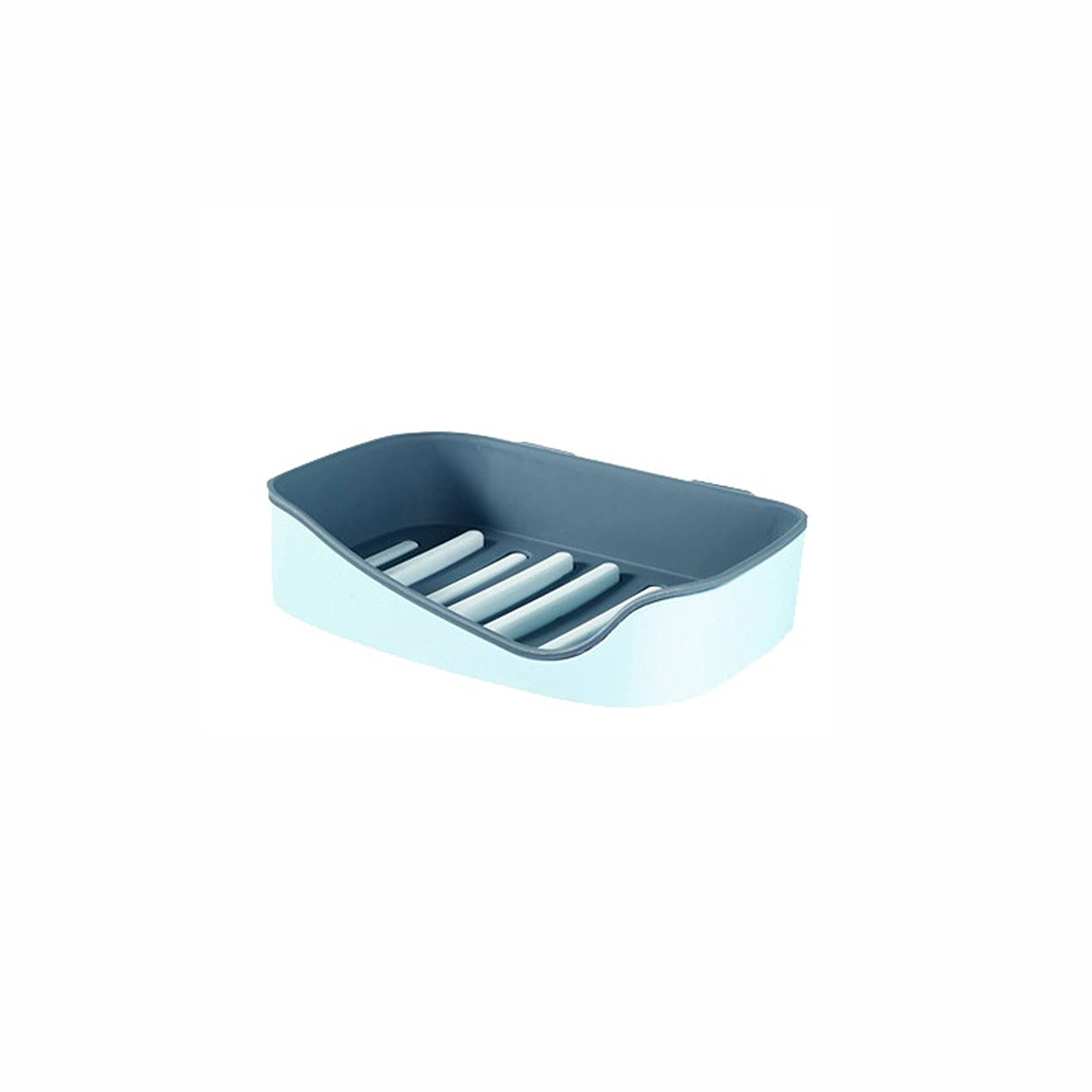 Porte-savon mural bleu double niveau auto-adhésif avec système de drainage rapide
