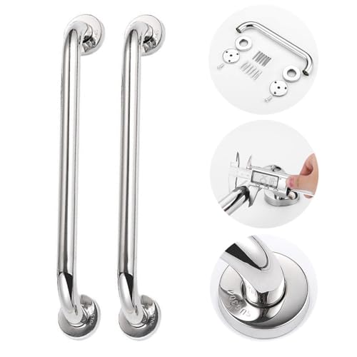 Kit 2 Barra Alça De Apoio Corrimão Segurança Banheiro Idoso Deficiente 40cm Inox Não Enferruja Acessibilidade Pegador Suporte Design Elegante