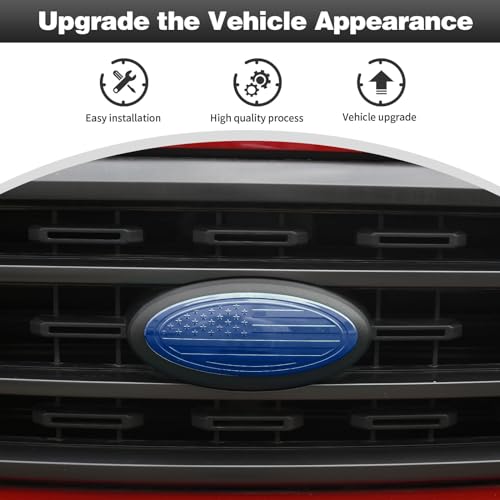 Image of CheroCar for F150 Emblem Cover Trim,Logo Back Badge Decoration Cover Trim Compatible with Ford F150 F-150,Blue