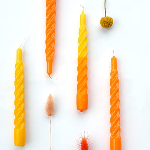 Candles with a Twist®, Made in Italy, 25 Colours Available, Dinner Candles, Twisted Candles Long Burning 5 Hours, Tapered Candles, Lacquered, Unscented Candle Gift Set, 6 pcs. 2.2 x 21cm (Yellow) - Image 3