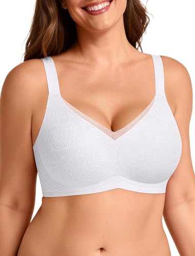 Image of OEAK Women Wireless Jelly Bra Supportive Full Coverage Plus Bras | Comfortable Bralette,No Underwire,Tshirt,Support&Lift,Push Up,Crossover,V Mesh,Everyday,Breathable,Convertible Straps