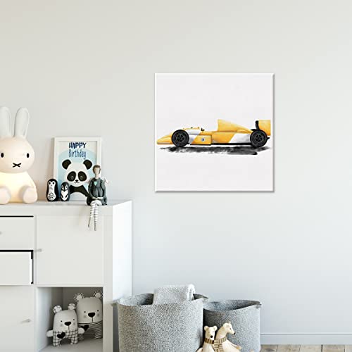 Toddler Racing Car Print Paintings Canvas Wall Art 12X12 Watercolor Race Car Poster Canvas Transportation Boys Nursery Artwork Ready To Hang Home Playroom Decor (Yellow) #TOP2