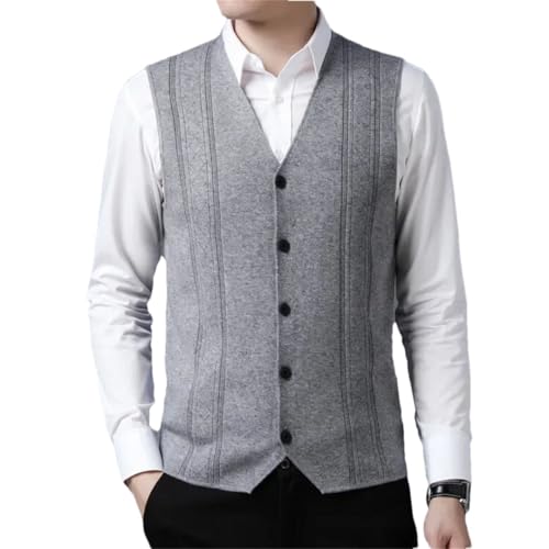 Men's Business Casual Pullover Warm Sleeveless Sweater Vest Knitted Slim-Fit Top