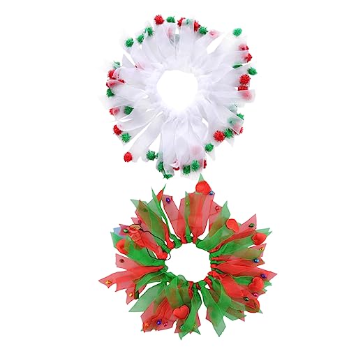 BUGUUYO 2 Pcs Pet Christmas Scarf Santa Clause Suit Christmas Cat Bow Tie Puppy Dog Collars for Small Dogs Choker Necklaces for Girls Supplies Polyester Ribbon