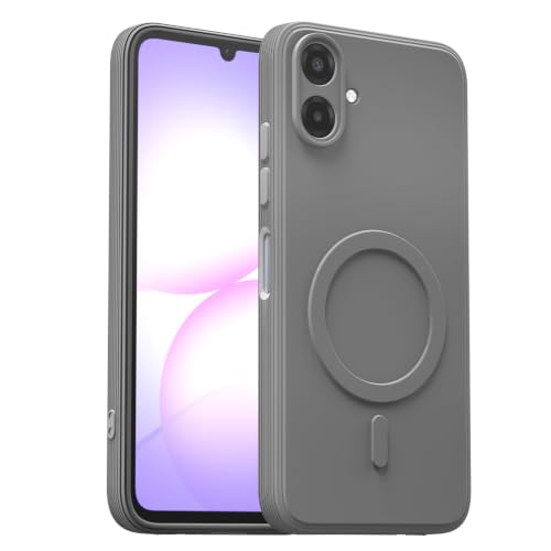 Image of Outlouders Back Cover for Samsung Galaxy M07 | F07 | A07 5G | Soft Matte Silicone | Magnetic-Safe Logo Design (Magnetic-Safe Not Compatible) | Shockproof Protection Bumper Case (Grey)