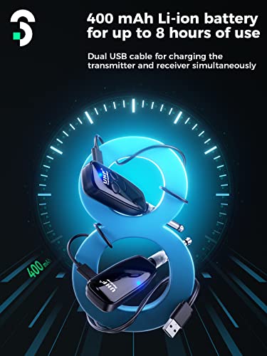 Wireless Guitar System Uhf Wireless Guitar Transmitter Receiver With 40 Channels, Rechargeable Low Latency Guitar Wireless Set For Electronic Instrument Guitar Bass Guitar Accessories, Plug & Play #TOP4