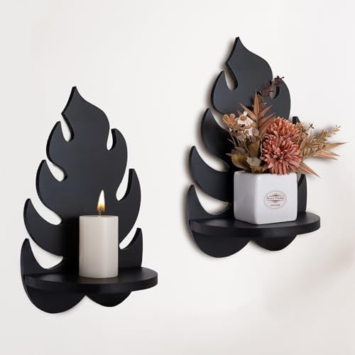 Yorkmills Candle Wall Sconces Set of Two, Black Wall Candle Holde...