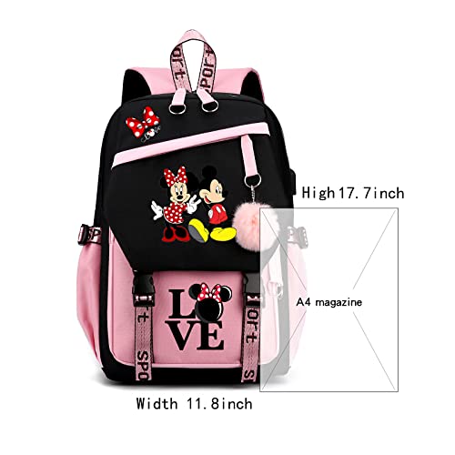 Doskijow Cartoon Backpack - School Backpacks For Girls Women - Cute Large Backpack For Teens Travel Purse Laptop Bag, 17.7 Inch, Pink #TOP2