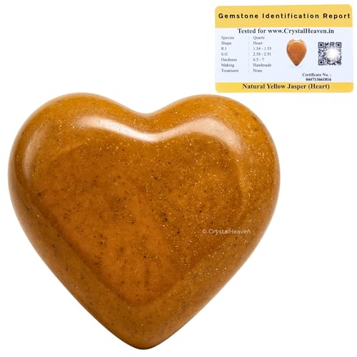 Image of Crystal Heaven Yellow Jasper Heart Palm Pebbles Stones For Anxiety Stress Relief Massage-Aaa Grade Original Healing Gemstone Agate Heart Palm Stone For Yoga Meditation Spiritual