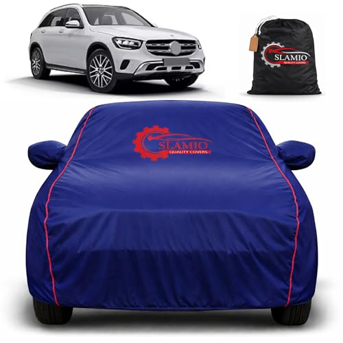 Image of Premium 100% Waterproof Car Cover for Mercedes GLC 200 Model | All-Weather, UV & Dust Protection | Heavy-Duty 3-Layer Fabric | Custom Fit with Mirror & Antenna Pockets | Navy Blue