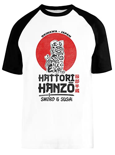 Hattori Hanzo Blanc Unisex Baseball T-Shirt Manches Courtes Mens Womens