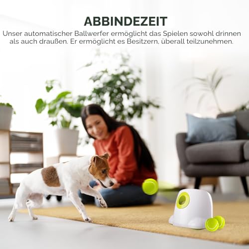 ALL FOR PAWS Automatischer Ballwerfer für Hunde – Interaktive Ballwurfmaschine mit 3Pcs 2' Tennisbällen, für kleine & mittlere Hunde, Hundespielzeug, Interaktives Hundespielzeug