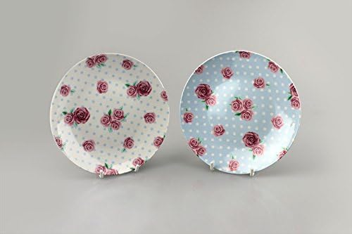Afternoon Tea Coupe Shape Plate Tableware Party Rose Polka Dots 18cm Pack of 6