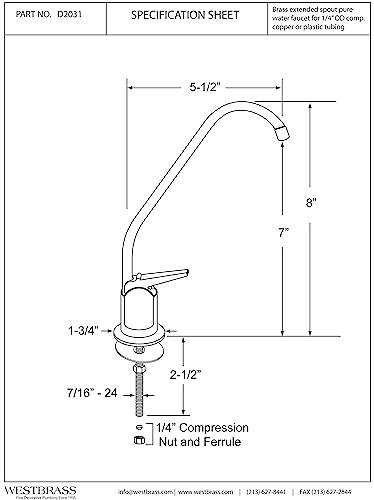 Westbrass D2031-Nl-62 8" Touch-Flo Style Pure Cold Water Dispenser Faucet, Matte Black #TOP4