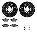 Dynamic Friction Company Front Brake Rotors-Drilled and Slotted-Black with 5000 Advanced Brake Pads includes Hardware 8512-65013