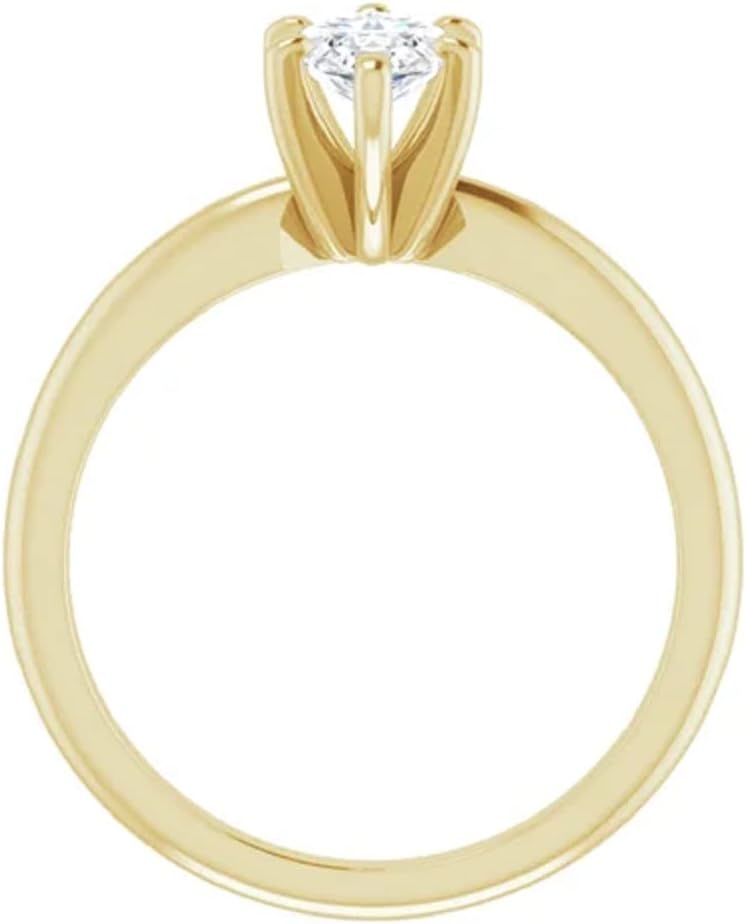 10K Yellow Gold Marquise Cut Moissanite Diamond Solitaire Engagement Ring, 1.0 CT, Handmade, Bridal Set, Size 3-12