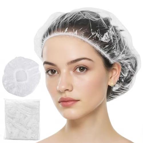 100 Pcs Disposable Shower Caps 42cm Large Waterproof Shower Cap Elastic Shower Caps Hair Cap for Women Home Spa Salon Hotel and Travel