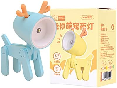 Usper Mini LED Desk Lamp Cute Small Phone Holder, Dog Dinosaur Deer Rabbit Shape Night Light Adjustable Phone Stand, Portable Foldable Reading Table Night Lamp Cartoon Pet for Kids Students
