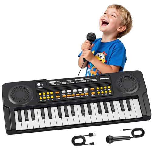 Jouet Clavier Piano Enfants 37 Touches Clavier Électronique Portable avec Microphone Jouet Musical...