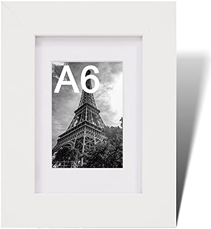 Fabian Clarke London® Modern White A2 Wooden Picture Photo Frame with White A3 Mount to Hang Portrait or Landscape