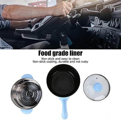 Mini, Car Electric Cooker and Food Steamer, 2L Portable Travel Noodles Cooker for Truck RV Marine(24V 2 liter electric frying pan sky blue)