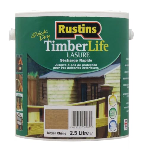 Rustins (TLMO2500) - Tinte para madera - exterior - UV y 5 AÑOS de protección - Roble mediano - 12m²/L - 2.5 Litres
