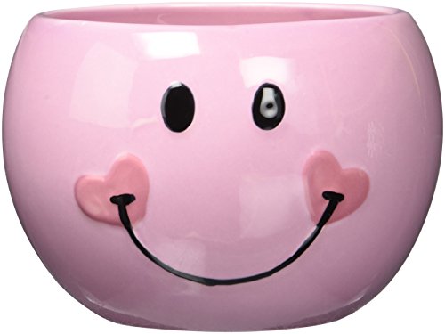 Pink Smiley Happy Face Candy DishPlanter with Heart
