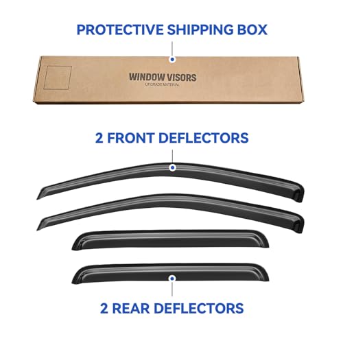 Image of Window Visors Rain Guards Shield for 2005-2010 Jeep Grand Cherokee, Out-Channel Window Vent Wind Deflectors Visors Shades for 05-10 Grand Cherokee