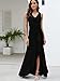 FQA Long Black Evening Gowns for Women Formal Dresses for Women Evening Party Elegant V Neck Sleeveless Split Wrap