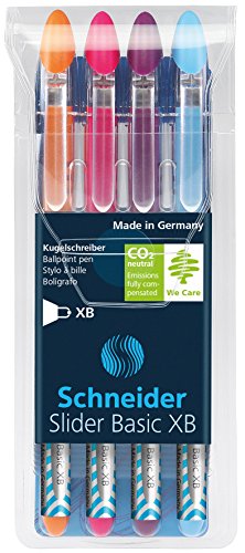Schneider Slider Xb Ballpoint Pen, (Orange, Purple, Pink, Lt. Blue), Pack Of 4 (151297) #TOP7