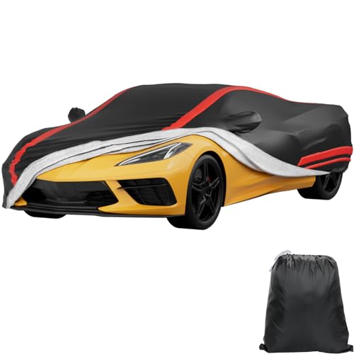 JOYTUTUS Car Cover Compatible with 2020-2026 Corvette C8 Stingray Z06 Z51 (Not Fit for High Wing) Soft Cotton Inner Sun Rain UV All Weather Protection