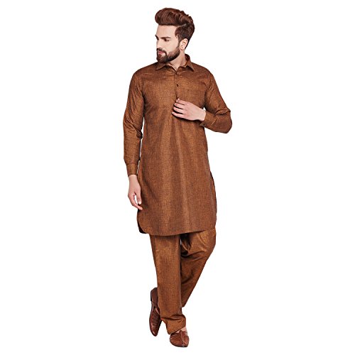 Kurta de lino y algodón para hombre túnica hindú casual 2