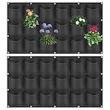 LITLANDSTAR 18 Pockets Hanging Grow Bags, 2 Pack Horizontal Wall Planter Plant Grow Bags Outdoor Indoor Hanging Planter for Balcony/Railing/Fence/Yard/Garden/Home Decoration, Black