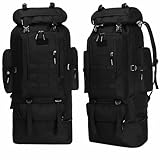 Goaste 100L Camping Hiking Backpack, Molle Military Tactical Rucksack, Waterproof Large Travel Daypack, Adjustable Survival Hunting Sports Bag for Men and Women Hiking, Camping, Touring(Black)