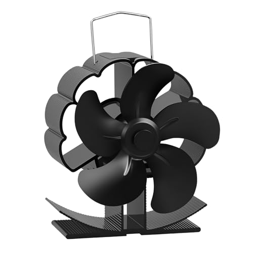 LURICO Ventilateur Poêle à Bois, 5 Pales Ventilateur de Cheminée Alimenté Par la Chaleur, 12.7 x 11.7 CM Accessoire de Poele Sans électricité de...