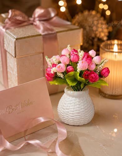 Image of Divyakosh Artificial Flower Peony Bunch with Plastic Vase for Home Decor, Small Pink Peonies Flower Arrangement with Vase, Flower Vase, Home Decoration Items for Living Room, Aesthetic Home Decor