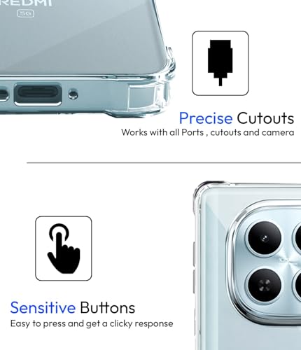 Image of KAPAVER Essential Back Cover Case Compatible with Redmi Note 15 / Poco M8 - Clear (PC+TPU) (Redmi Note 15 / Poco M8 - Clear)