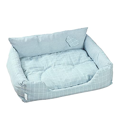 Panier pour chien déhoussable et lavable vert à motifs lanières taille L