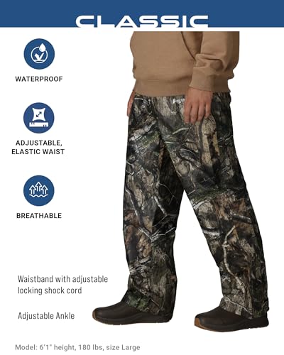 FROGG TOGGS Men's Standard Classic Pro Action Waterproof Breathable Rain Pant, Mossy Oak DNA, Medium Long - Thumbnail 3