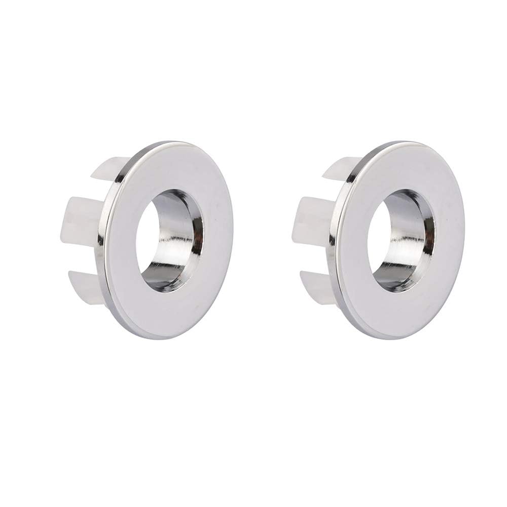 Spunklad 2Pcs Sink Overflow Cover, Basin Sink Overflow Ring, Shower Plughole Cover for Bath Kitchen Sink Plug Replacement