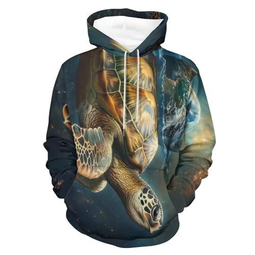 Sweat à capuche tortue planétaire pullover aux finitions soignées taille S