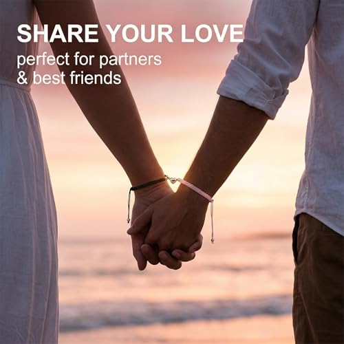 PHYNDR 2 Pièces Bracelet Couple Bracelet Femme Herzform Cadeau Couple,Jewellery Bijoux Femme, Cadeaux pour meilleur ami Cadeaux pour petit ami – vue 2