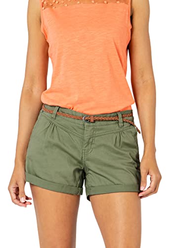 Sublevel Damen Kurze Hose Stretch-Shorts mit Flecht-Gürtel middle-green S